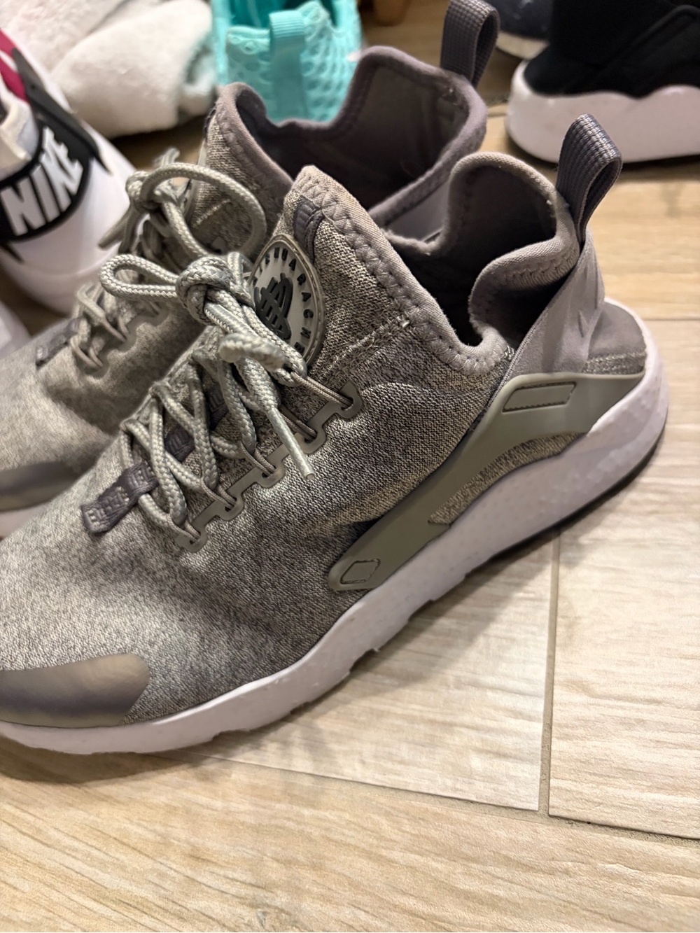 Nike Neutral Gray Knit Sneaker with White Sole